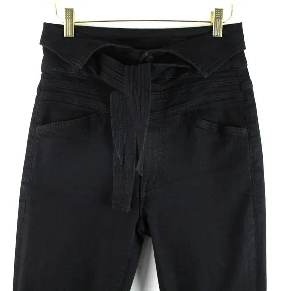 Revolve MOTHER The Triple Stack Runaway Not Guilty Black Belted Jeans 26 - Picture 3 of 8